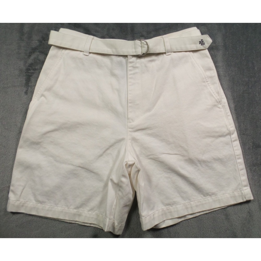 Vintage Lauren Ralph Lauren Shorts Womens Size 4P Petite White‎ Chino Belted